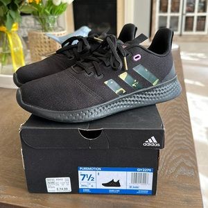 Adidas Sneakers, Size 7.5, Color: Black with Camo Stripes